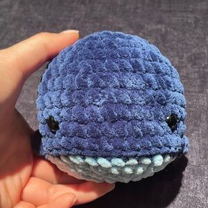 Handmade Crochet Blue Plush Stuffed Whale Toy Amigurumi